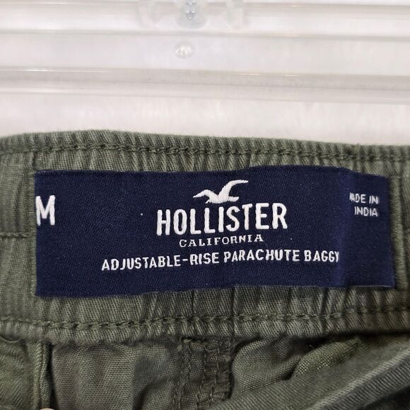 Hollister Pants Mens Medium Green Adjustable-Rise Parachute Baggy Cargo Jogger - Picture 7 of 15